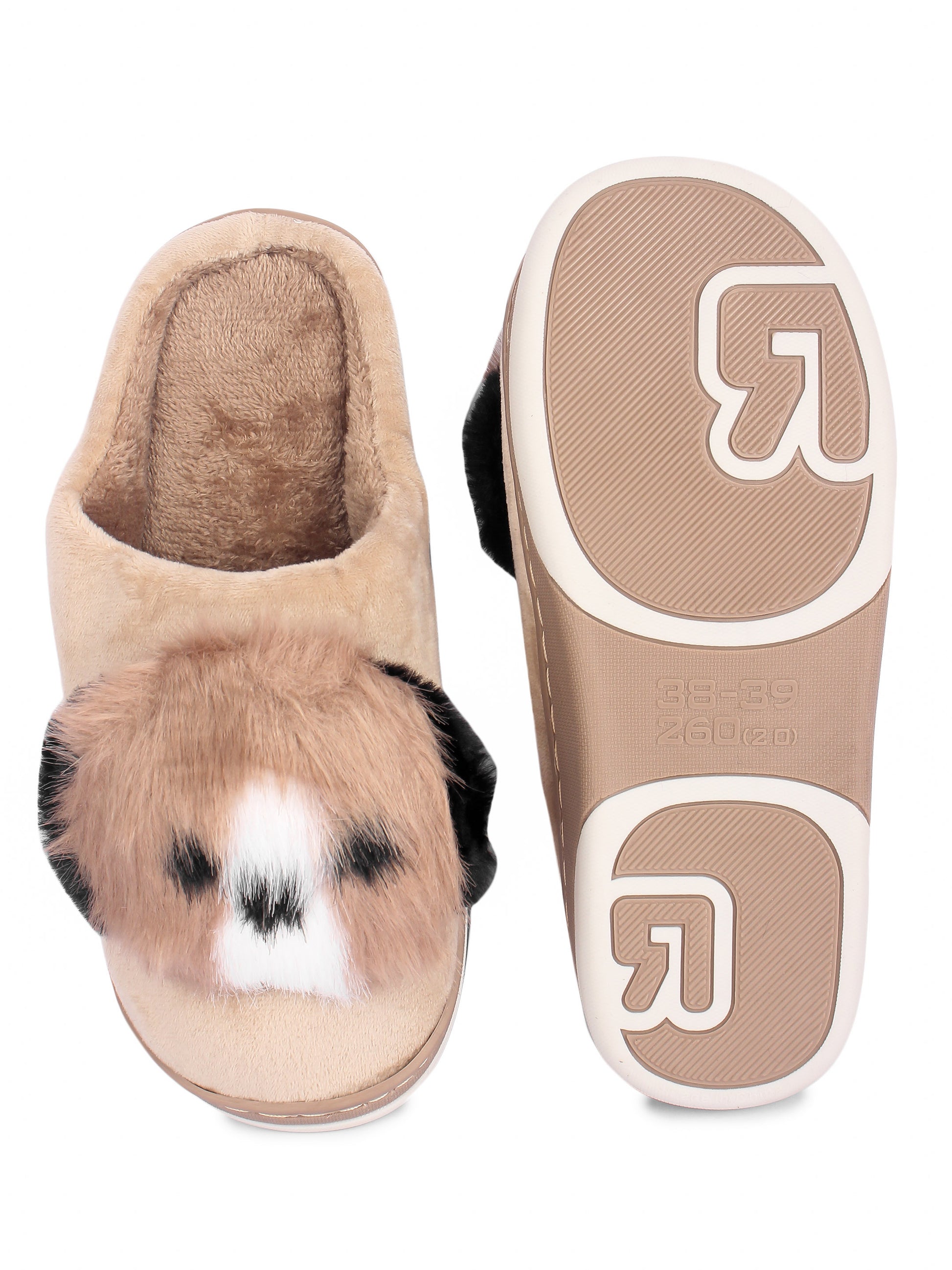 Brauch Women's Tan Dog Fur Winter Slippers