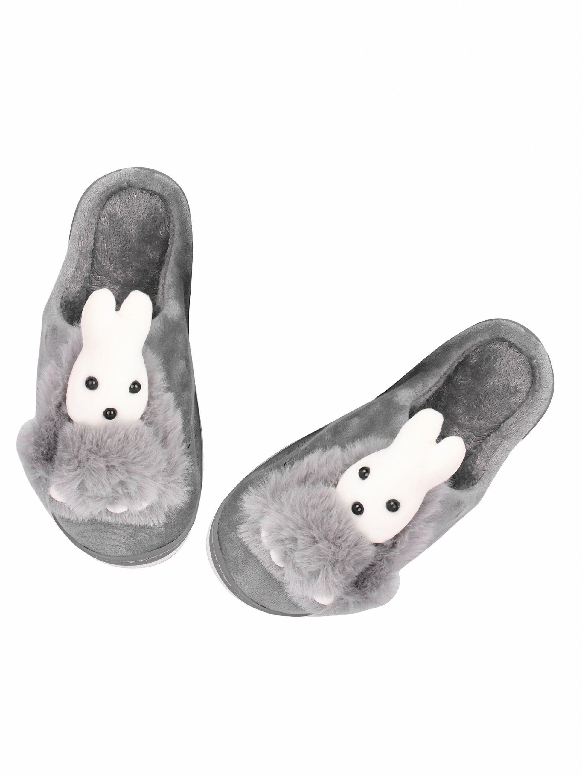 Brauch Women's Grey Snow Bunny Fur Winter Slippers