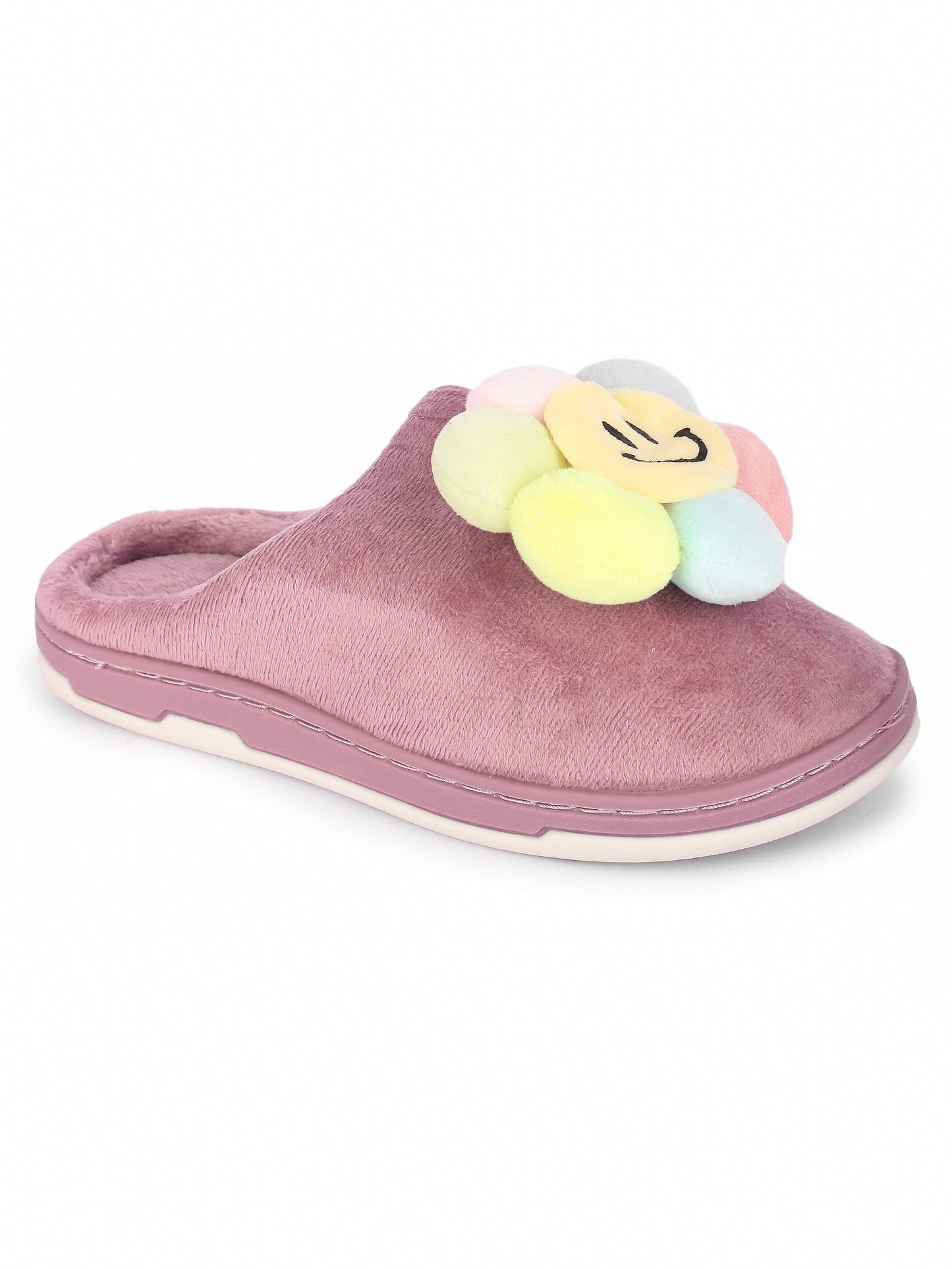 Brauch Women's Purple Happy Sunflower Fur Winter Slippers