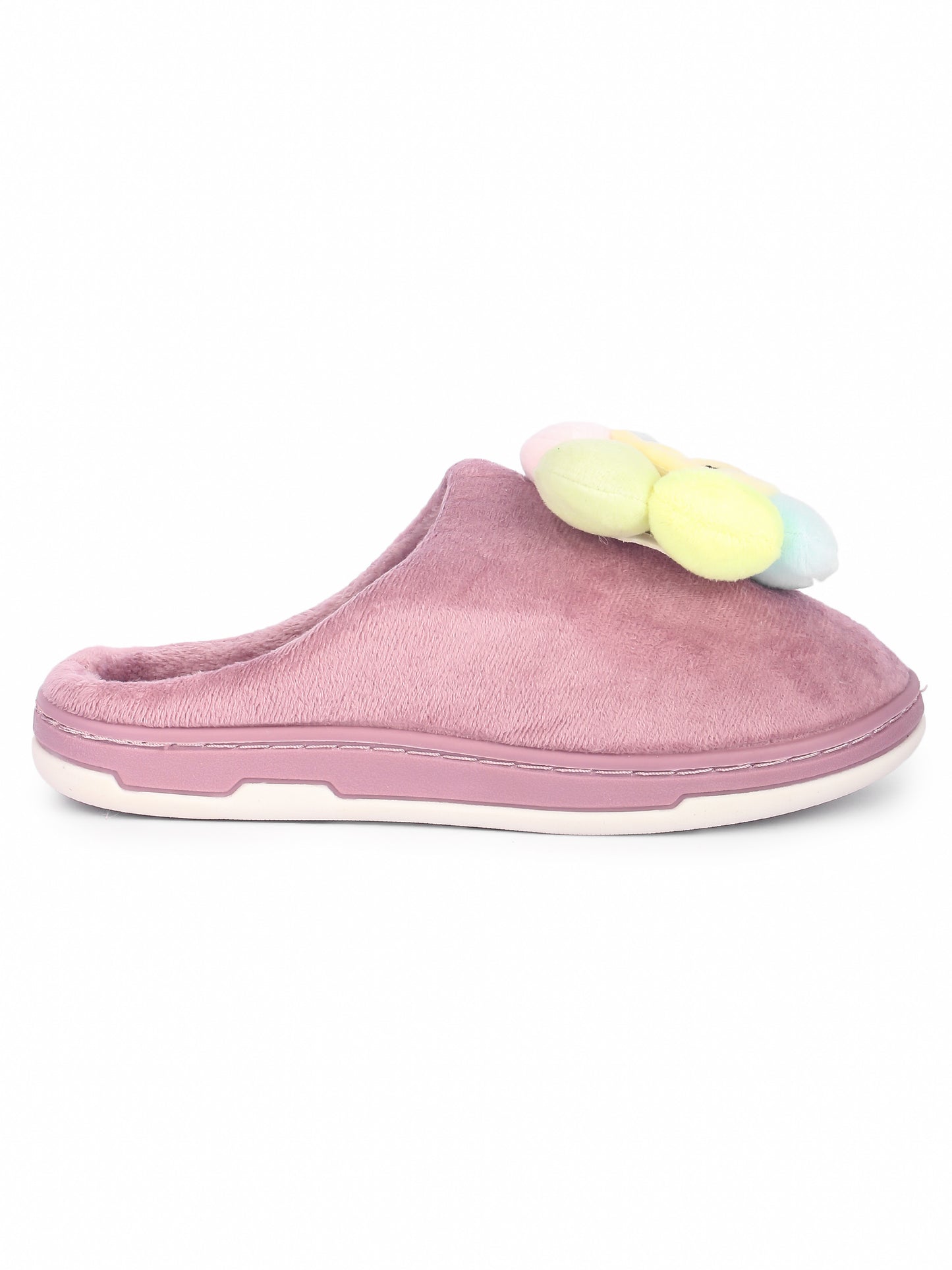 Brauch Women's Purple Happy Sunflower Fur Winter Slippers