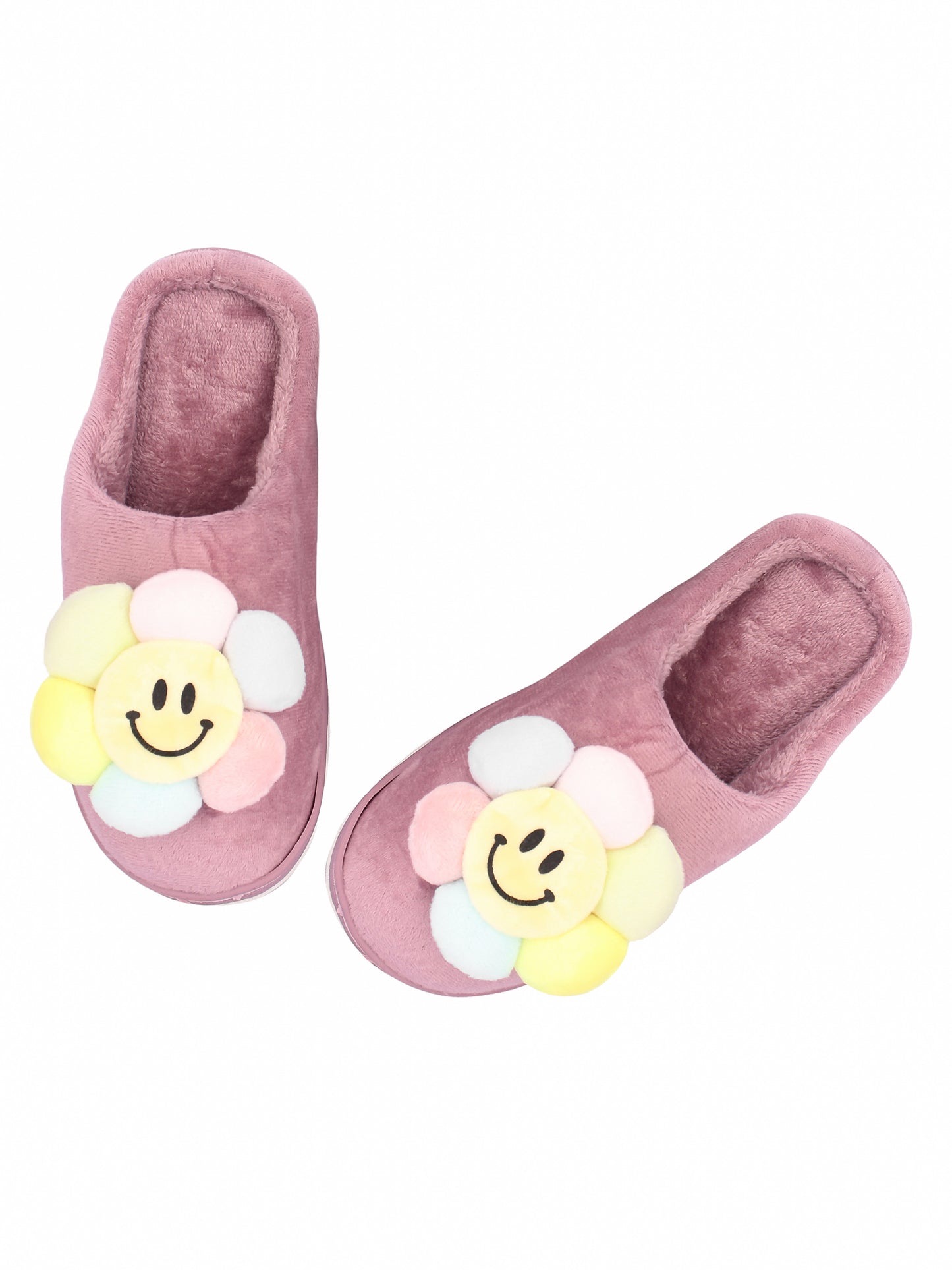 Brauch Women's Purple Happy Sunflower Fur Winter Slippers