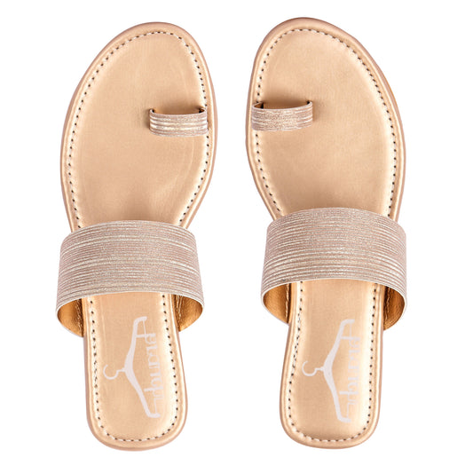 Brauch Women's Rose Gold Thumb Glitter Strap Flats