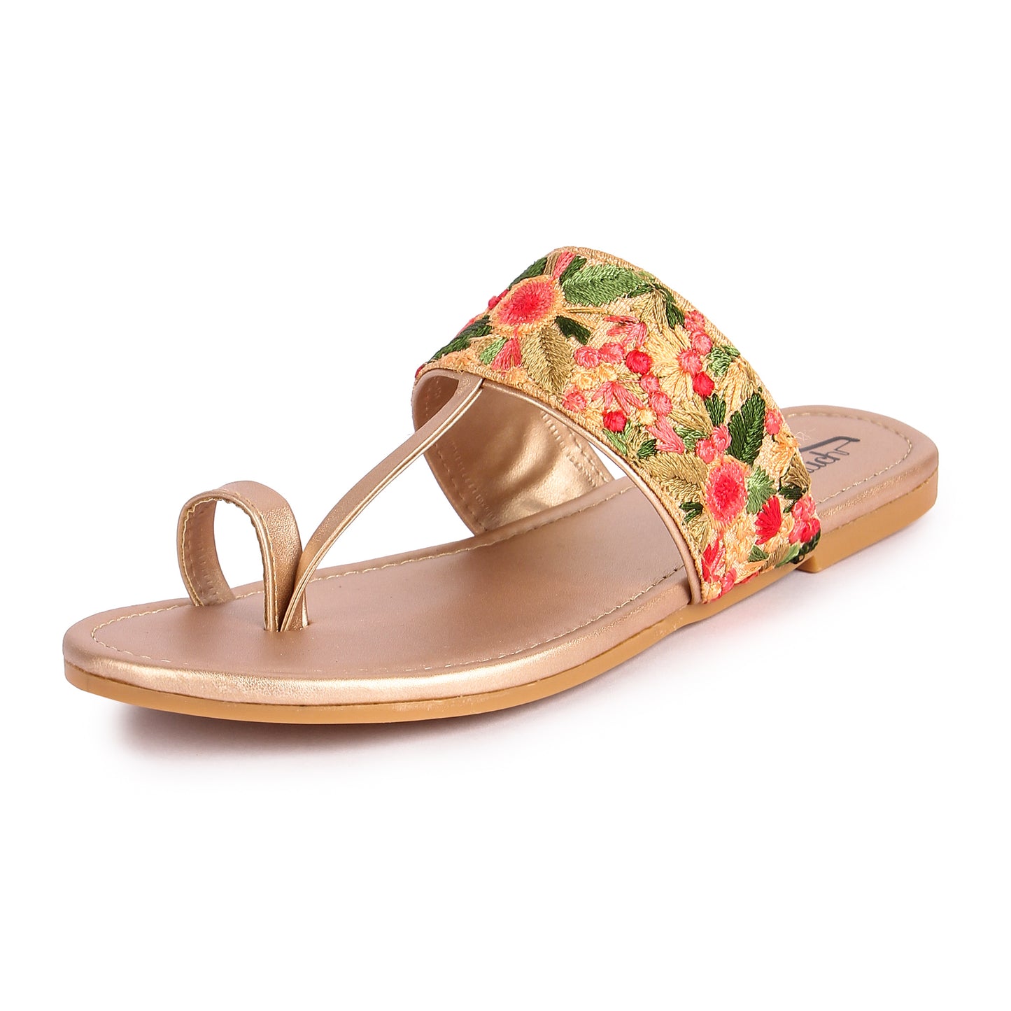Brauch Women's Rose Gold Thumb Floral Flats