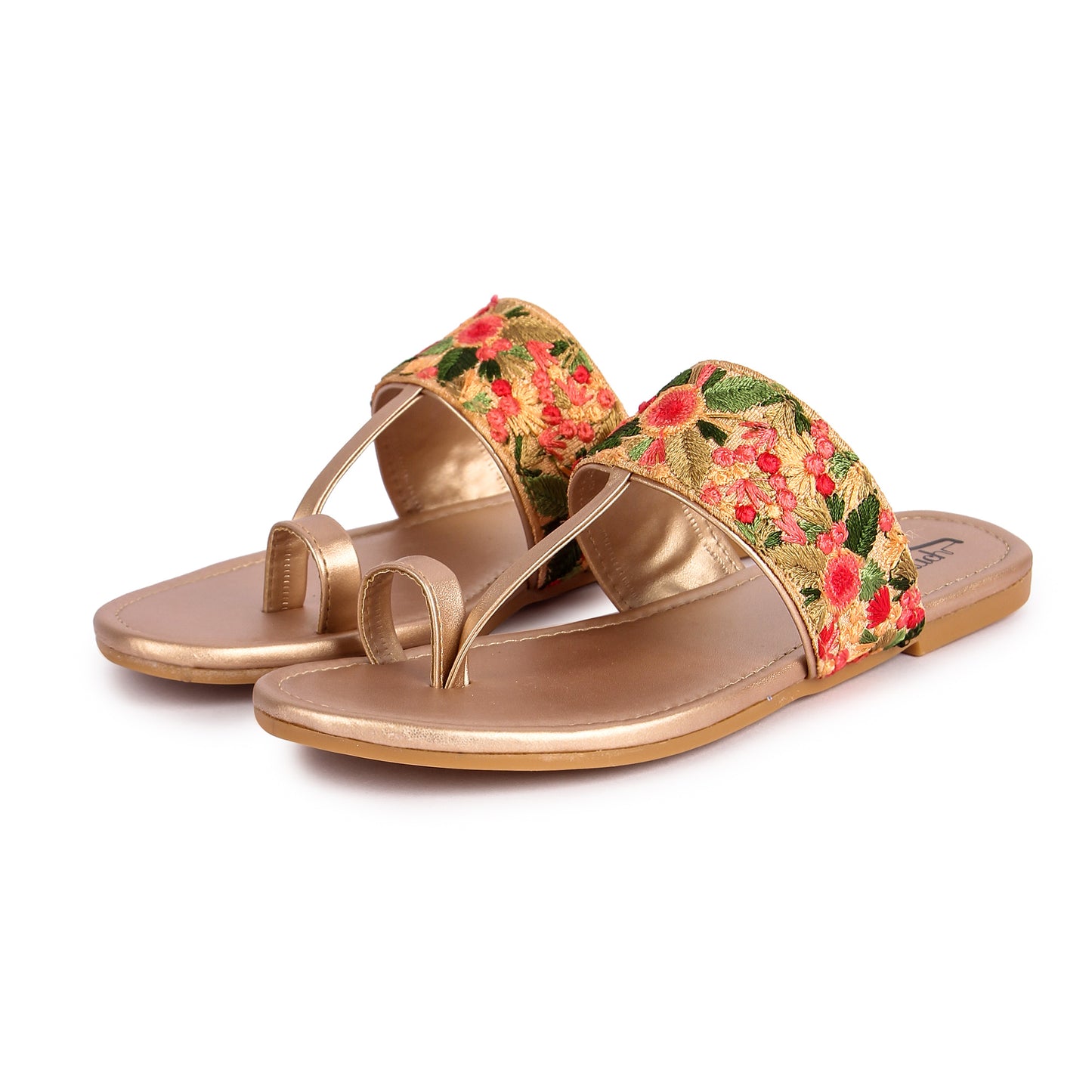 Brauch Women's Rose Gold Thumb Floral Flats