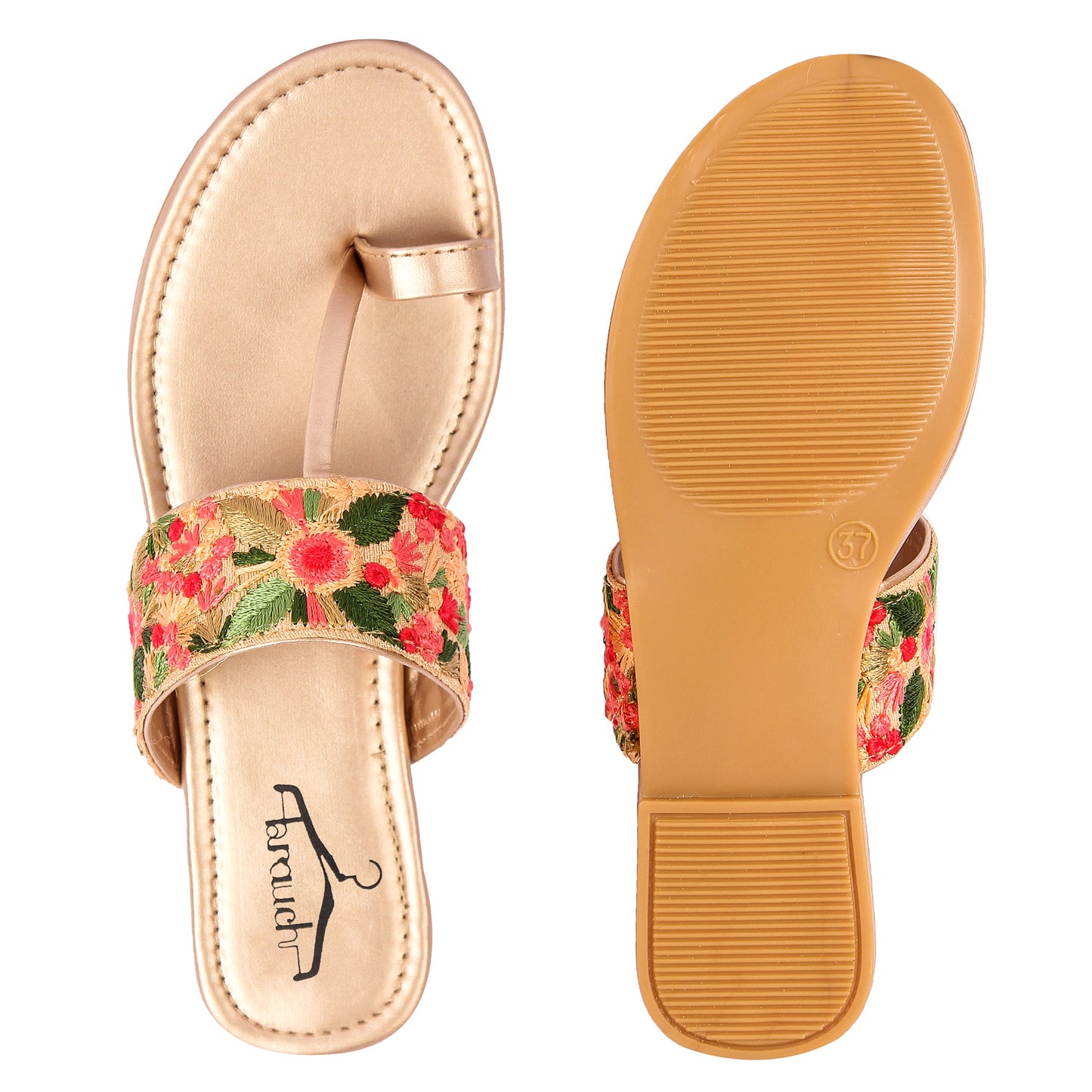 Brauch Women's Rose Gold Thumb Floral Flats