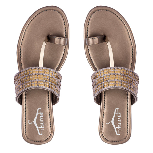 Brauch Women's Grey Thumb Square Flats