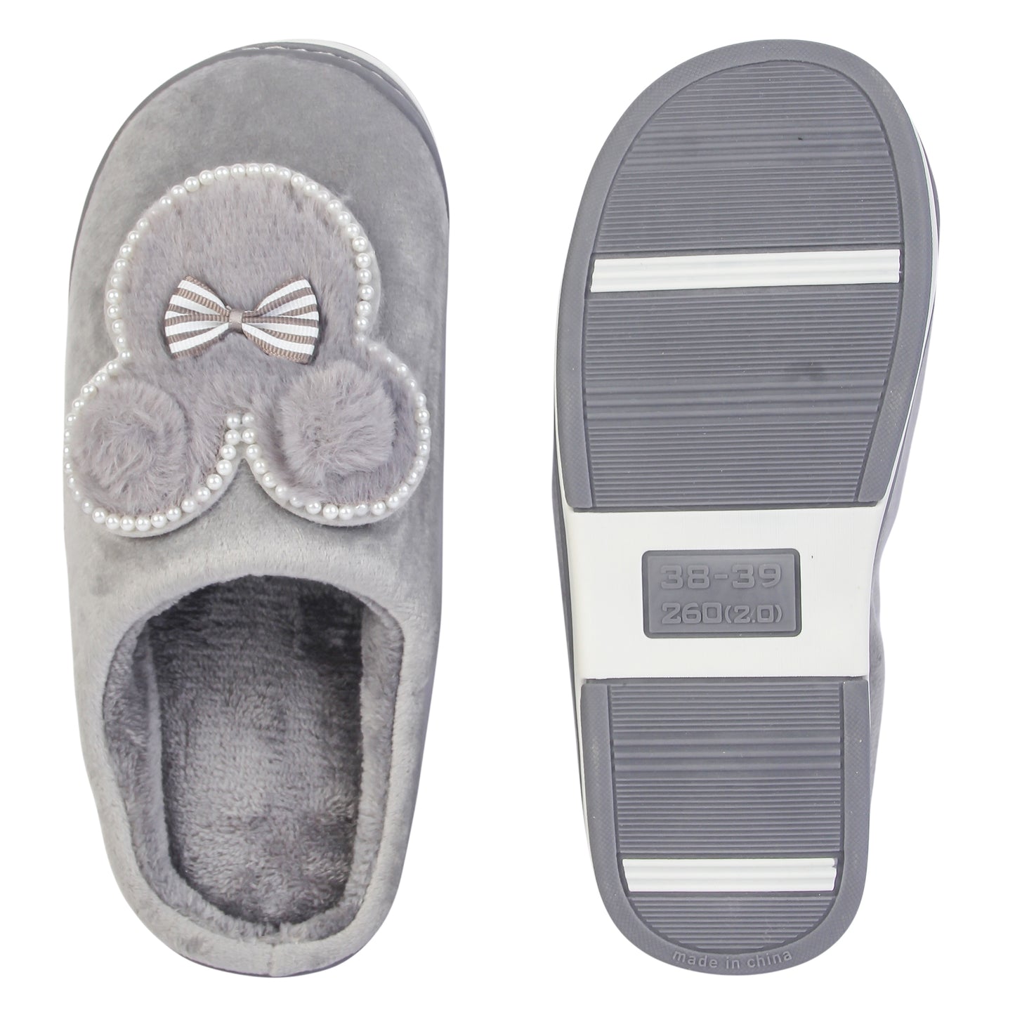 Brauch Women's Grey Pearl Mickey Winter Slippers