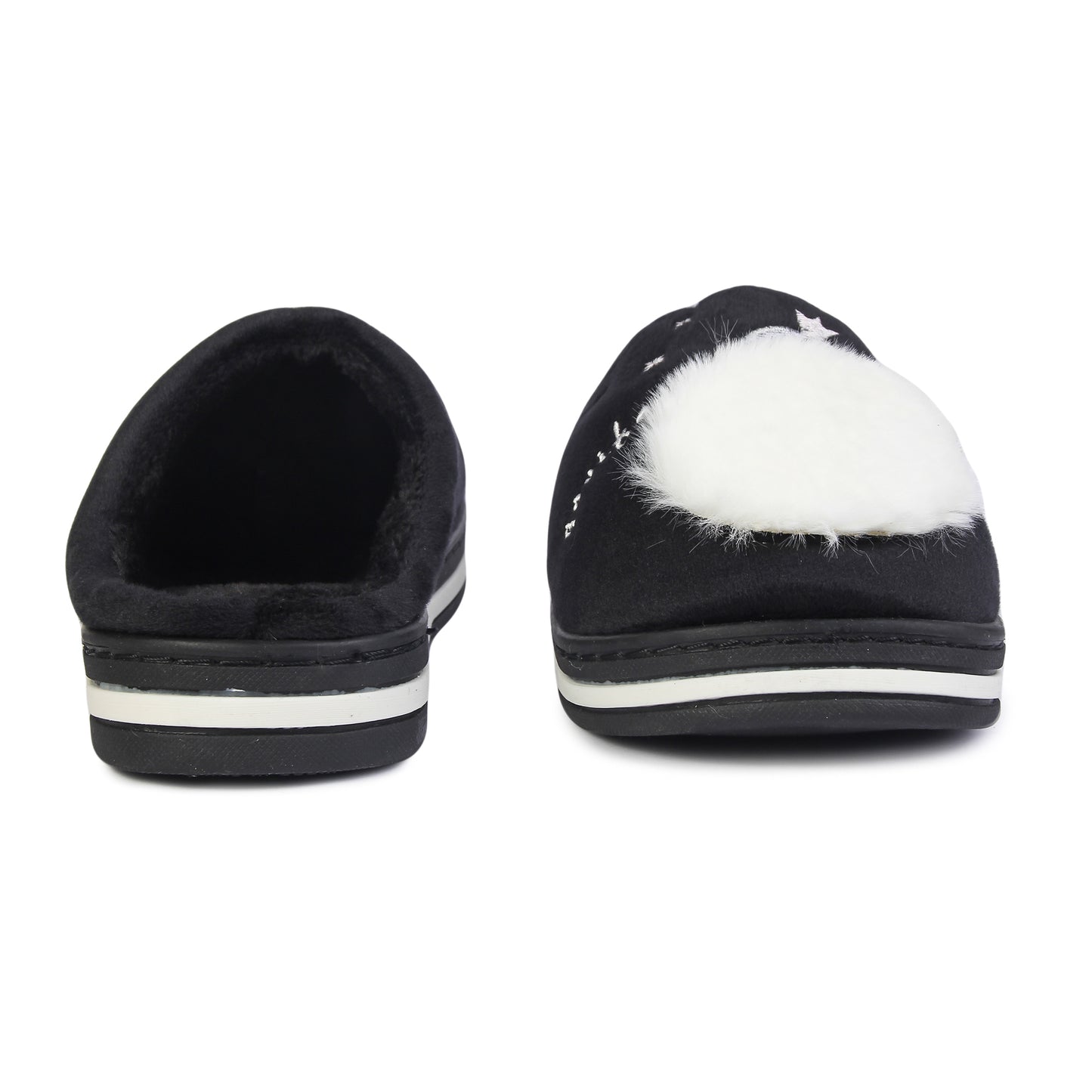 Brauch Women's Black Fur Swan Winter Slippers
