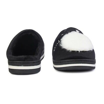 Brauch Women's Black Fur Swan Winter Slippers