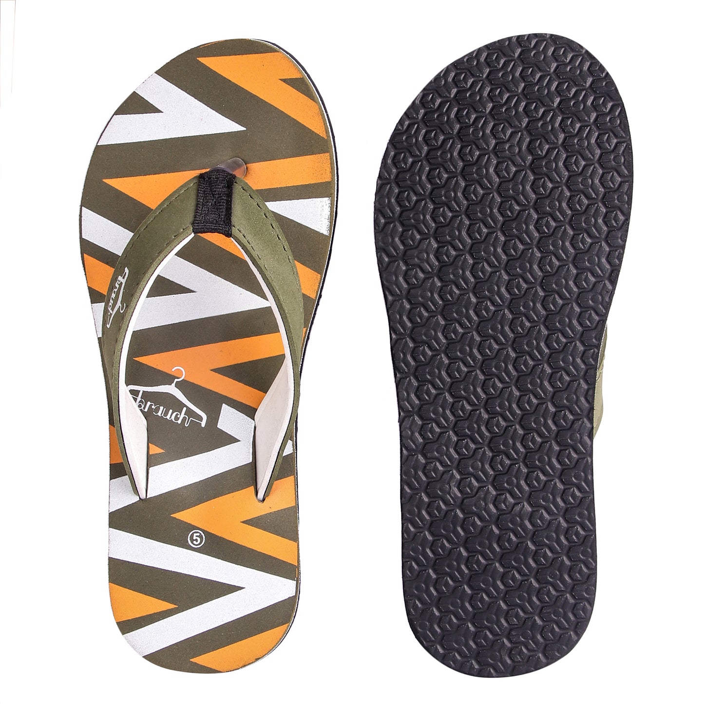 Brauch Women's Olive Stripe Fabrication Flip Flops
