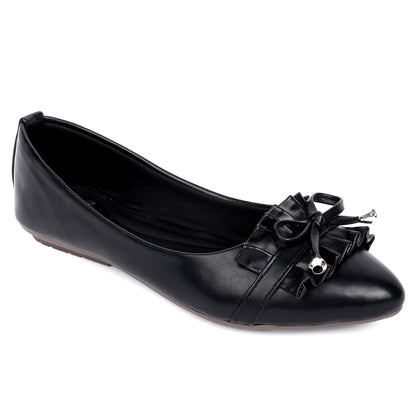 Brauch Black Frill Bow Ballarines