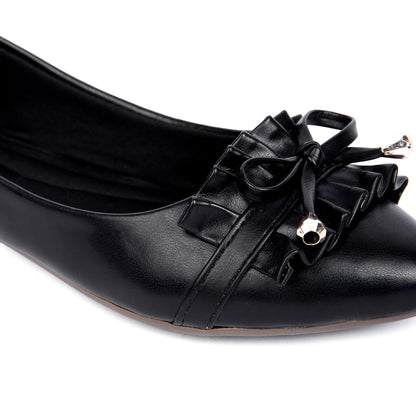 Brauch Black Frill Bow Ballarines