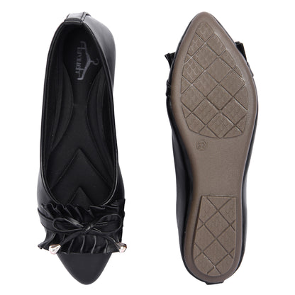 Brauch Black Frill Bow Ballarines